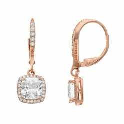 Best deal 👏 Unbranded Sterling Silver Cubic Zirconia Drop Earrings Rose Tone 🔔