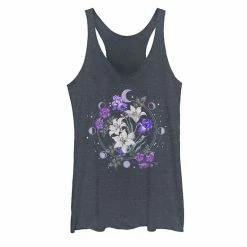 New ✨ Unbranded Juniors' Floral Moon Flowers Graphic Tank Black Heather ❤️