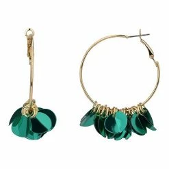 Best deal 🥰 Unbranded 👩 Women's St. Patrick's Day Green Sequin Gold Tone Nickel Free Hoop Earrings 🛒