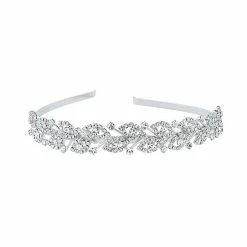 New 👏 Unbranded Simulated Crystal Leaf Motif Headband Silver Tone 🛒