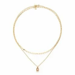 Outlet 😍 Unbranded 14k Gold Plated Pink Cubic Zirconia Necklace ⌛