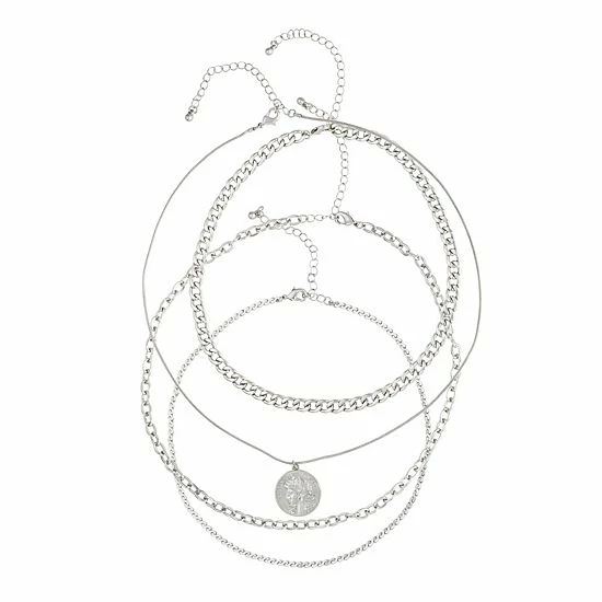 Cheap 🥰 Unbranded 4-pc. Silver Tone Chain Pendant Necklace Set ✨