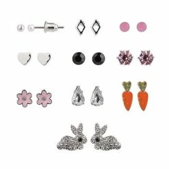 Brand new 😀 Unbranded Show Me The Bunny Easter Stud Earring Set Of 10 🔔