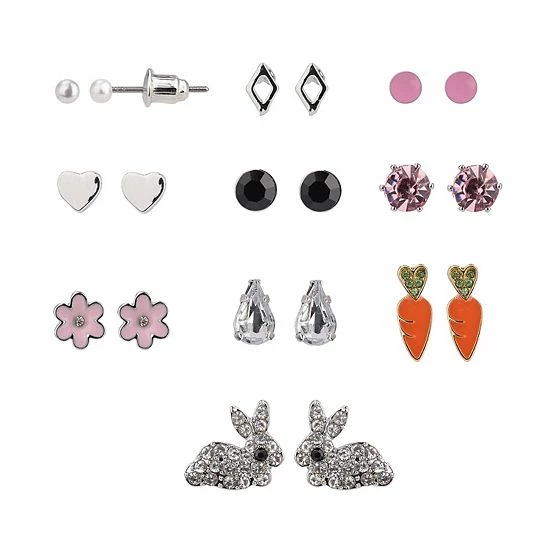 Brand new 😀 Unbranded Show Me The Bunny Easter Stud Earring Set Of 10 🔔