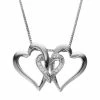 Coupon ❤️ Unbranded Diamond Accent Sterling Silver Triple Heart Pendant Necklace 😉