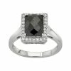 Coupon 👍 Unbranded Sterling Silver Black Spinel & Lab-Created White Sapphire Halo Ring 🔔