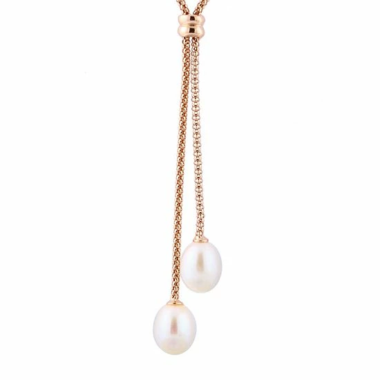Flash Sale 😍 Unbranded Freshwater Cultured Pearl Double Drop Necklace 14k Rose Gold Plated 😍 - Image 3