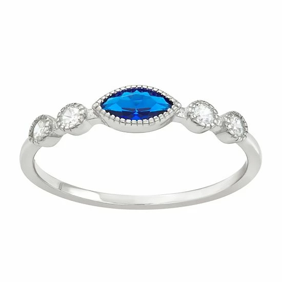 Deals ๐ Unbranded Sterling Silver Lab-Created Blue Spinel & Cubic Zirconia Ring ๐
