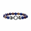 Cheap 👍 Unbranded Men's Tiger's Eye & Lab-Created Lapis Lazuli Bead Skull Bracelet 💯