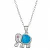 Promo 🌟 Unbranded Sterling Silver Lab-Created Blue Opal & Cubic Zirconia Elephant Pendant ⭐