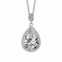 Best Sale ⌛ Unbranded Sterling Silver Cubic Zirconia Accent Drop Pendant Necklace ❤️
