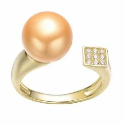 Best deal ❤️ Unbranded 14k Gold Over Silver Gold Simulated Pearl & Cubic Zirconia Open Ring 💯