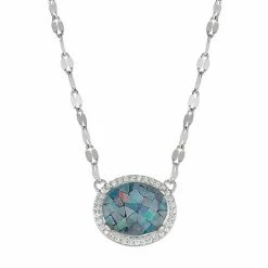Cheapest 🔥 Unbranded Sterling Silver Lab-Created Blue Opal Oval Pendant Necklace 😍