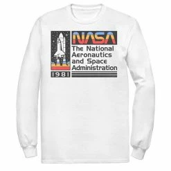Cheap 🔔 Unbranded Men's NASA National Aeronautics Striped Logo Long Sleeve Graphic Tee 👏