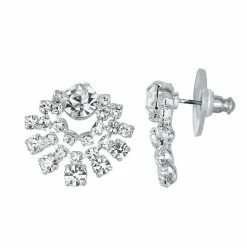 Brand new 🔔 Unbranded Simulated Crystal Doorknocker Nickel Free Drop Earrings Silver Tone ⌛