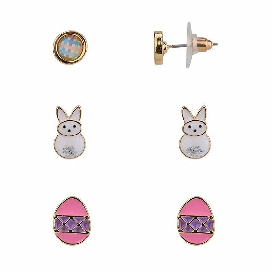 New 👏 Unbranded Easter Bunny & Egg Enamel Stud Earring Set Of 3 🎉