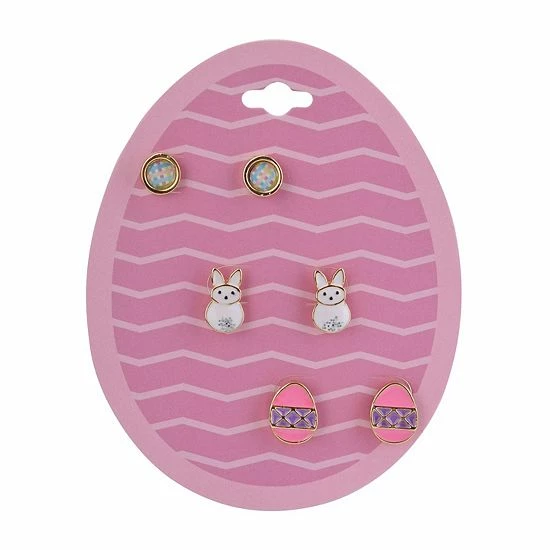 New 👏 Unbranded Easter Bunny & Egg Enamel Stud Earring Set Of 3 🎉 - Image 2