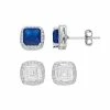 Outlet 🤩 Unbranded Sterling Silver Lab-Created Sapphire & Cubic Zirconia Square Stud Earring Set 🎁