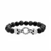 New 👍 Unbranded Men's Lava Bead & Stainless Steel Skull Bracelet 😍