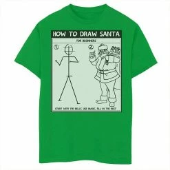 Hot Sale 🧨 Unbranded Boys 8-20 Fifth Sun How To Draw Santa Diagram Graphic Tee Red 😀