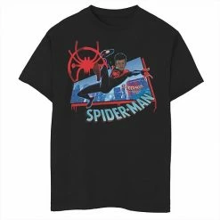 Best Pirce 💯 Unbranded Boys 8-20 Marvel Spiderverse Miles Kick Above City Graphic Tee 👍