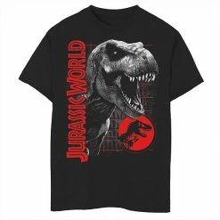 Cheap ✔️ Unbranded Boys 8-20 Jurassic World T-Rex Grid Background Logo Graphic Tee 🥰