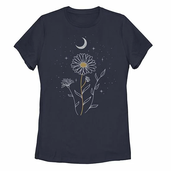 Flash Sale 🎁 Unbranded Juniors' Floral Moon Flowers Tee Black 🌟 - Image 2