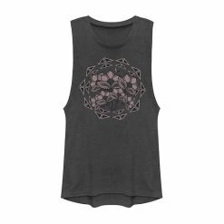 Promo 🛒 Unbranded Juniors' Geometric Boho Frame Around Flowers Graphic Muscle Tee 🎉