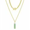 Outlet 🎁 Unbranded Green Aventurine Leaf Double Layer Pendant Necklace ⭐