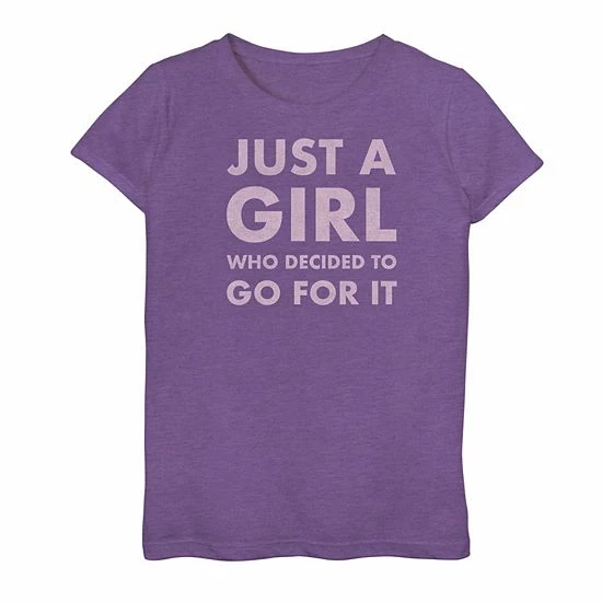 Top 10 🎉 Unbranded 👧 Girls 7-16 Just A Girl Who Decided To Go For It Bold Graphic Tee Purple Heather ✨ - Image 3