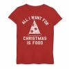 Top 10 ✔️ Unbranded 👧 Girls 7-16 "All I Want For 🎄 Christmas Is Food" Pizza Holiday Graphic Tee Red 😍