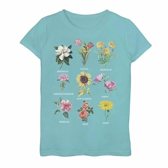 Coupon ๐ฅฐ Unbranded ๐ง Girls 7-16 Fifth Sun Botanic Flower Chart Graphic Tee Tahi Blue ๐ - Image 3