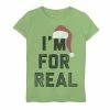 Deals 🛒 Unbranded 👧 Girls 7-16 "I'm For Real" Santa Hat Graphic Tee Red 👏