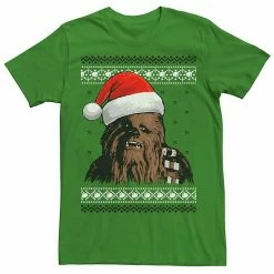 Promo ✔️ Unbranded Men's Star Wars Chewie Santa Hat Ugly ❄ Christmas Sweater Graphic Tee ❤️