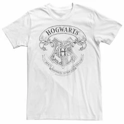 Outlet ✔️ Unbranded Men's Harry Potter Hogwarts Crest Outline Graphic Tee White 🤩