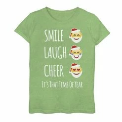 Outlet 🔥 Unbranded 👧 Girls 7-16 "Smile Laugh Cheer" Santa Emoji Graphic Tee ❤️