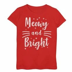 Wholesale 🥰 Unbranded 👧 Girls 7-16 "Meowy And Bright" Holiday Graphic Tee 🔥