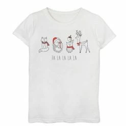 Outlet 😍 Unbranded 👧 Girls 7-16 "Fa La La La" Holiday Animals Graphic Tee 🛒