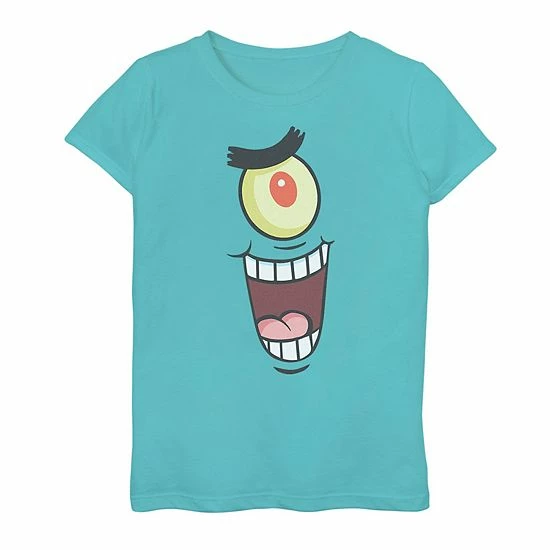 Wholesale 🛒 Unbranded 👧 Girls 7-16 SpongeBob SquarePants Plankton Face Graphic Tee 👏