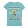 Flash Sale 🎉 Unbranded 👧 Girls 7-16 SpongeBob SquarePants Ugly Sweater Graphic Tee Tahi Blue 🧨