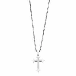 New 😍 Unbranded Men's Silver Tone Pointed Cross Necklace 💯