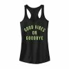 Hot Sale 👍 Unbranded Juniors' Good Vibes Or Goodbye Black Text Graphic Tank ⭐