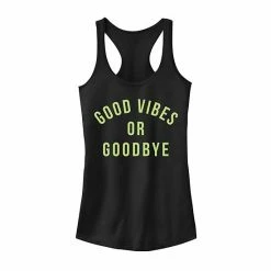 Hot Sale 👍 Unbranded Juniors' Good Vibes Or Goodbye Black Text Graphic Tank ⭐
