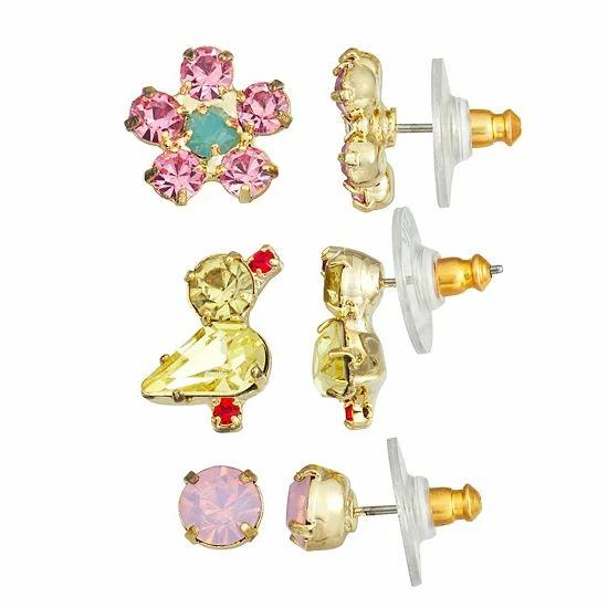 Outlet ๐ Unbranded Gold Tone Spring Chicklet Trio Nickel Free Earring Set ๐