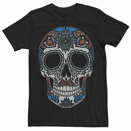 Deals ๐งจ Unbranded Big & Tall Skull Henna Pattern Tee ๐