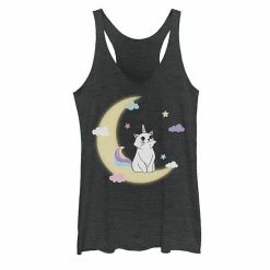 Cheap 👏 Unbranded Juniors' Caticorn Cloudy Moon Graphic Tank Navy Heather 👏
