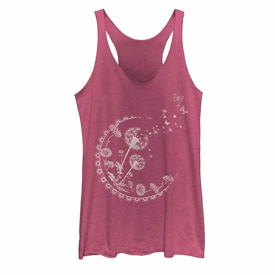 Cheapest 💯 Unbranded Juniors' Dandelion Moon Artsy Flowers Tank Top Red Heather 💯 - Image 2