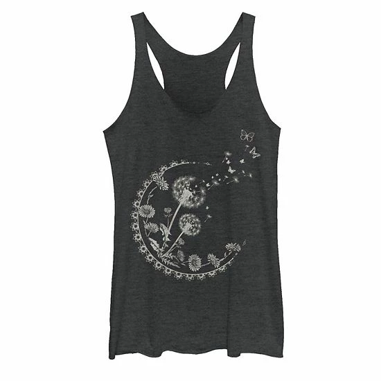 Cheapest 💯 Unbranded Juniors' Dandelion Moon Artsy Flowers Tank Top Red Heather 💯 - Image 7