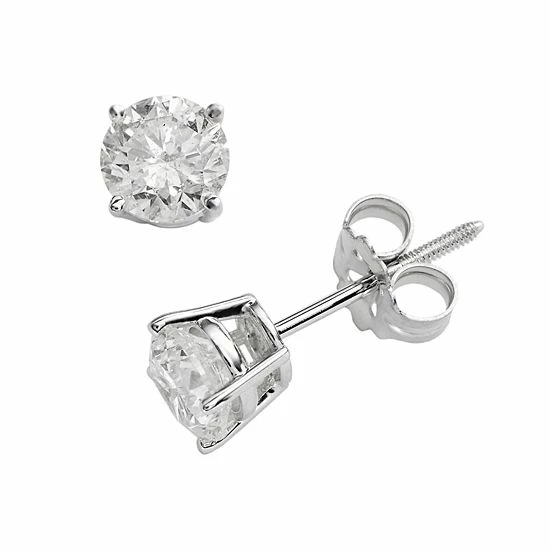 Best Pirce ⌛ Unbranded 14k White Gold 1-ct. T.W. IGI Certified Round Cut Diamond Solitaire Earrings 🔔