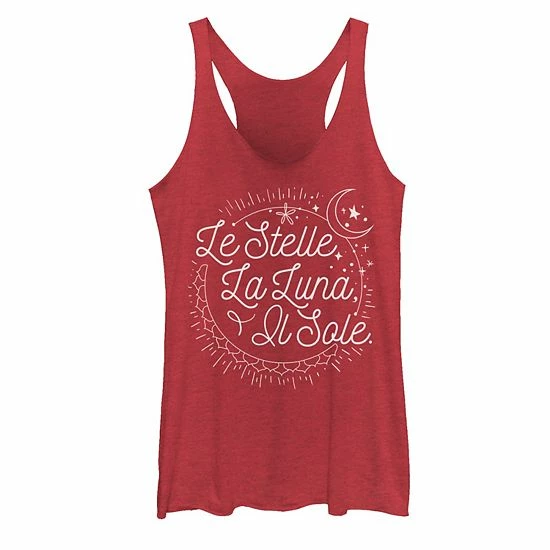 Promo ✨ Unbranded Juniors' Le Stelle La Luna Il Sole Tank Top Red Heather ❤️ - Image 7
